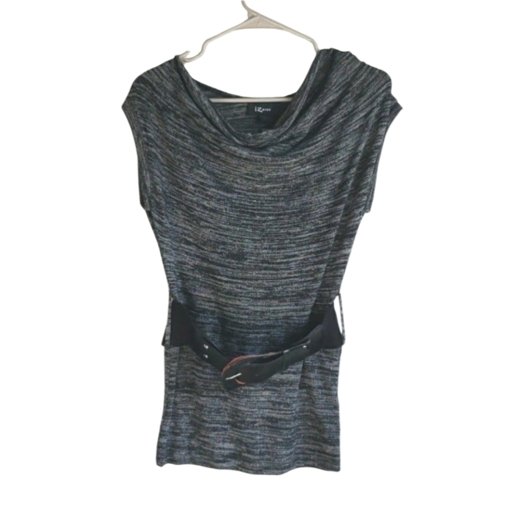 Iz Byer Cowl Neck Belt Tunic Top Size Small